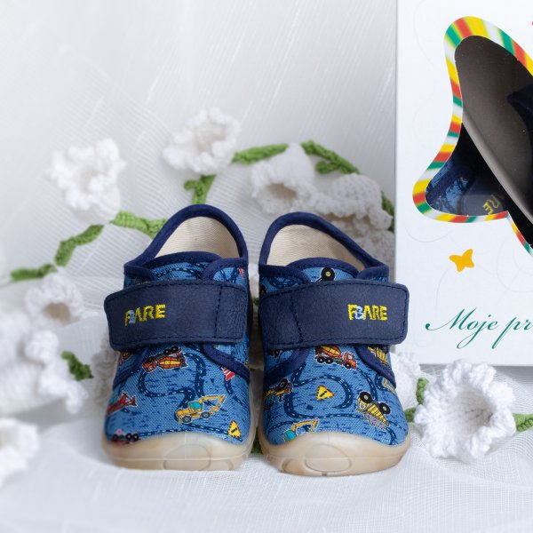 FARE FIRST dětské papuče na suchý zip modré