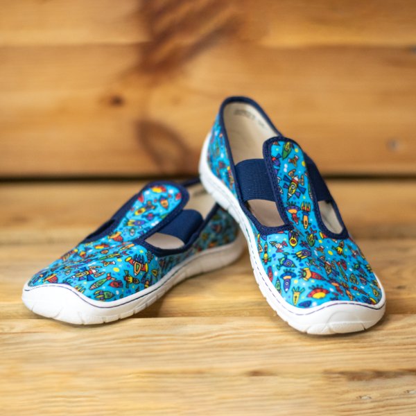 FARE BARE dětské papuče na gumičku modré