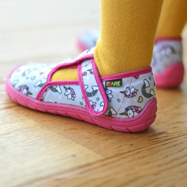 FARE BARE dětské papuče na suchý zip růžové