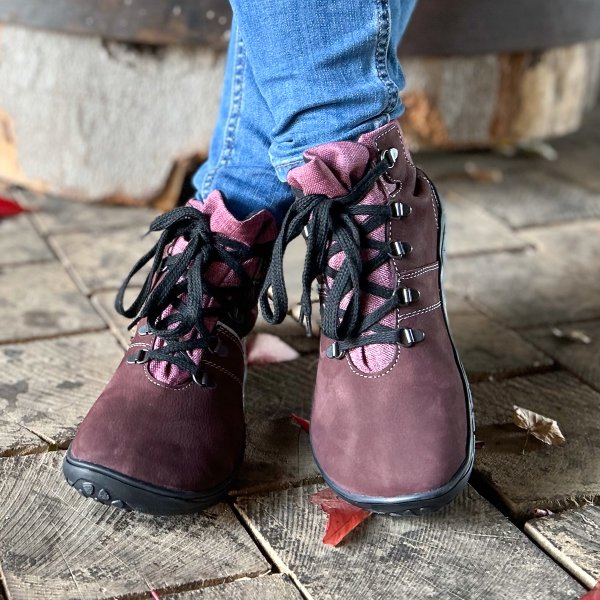 FARE BARE FJORDKY celoroční nepromokavé kotníkové boty vínové