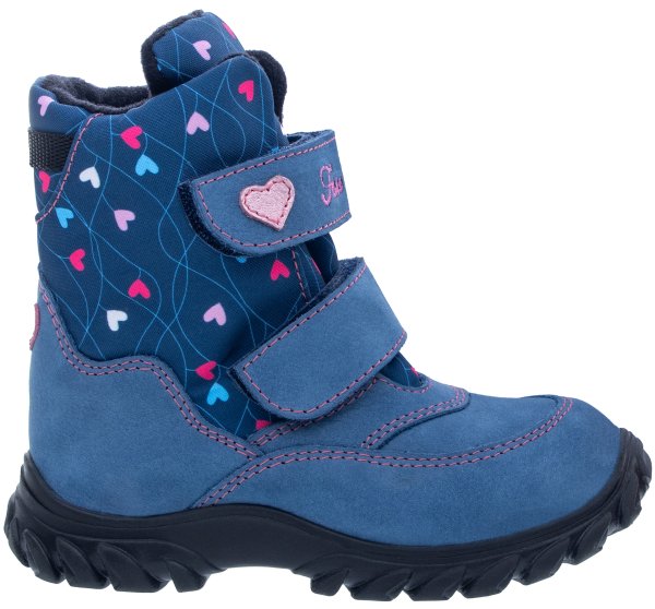 FARE KLASIK POLARIS dětské zimní nepromokavé boty modro-růžové